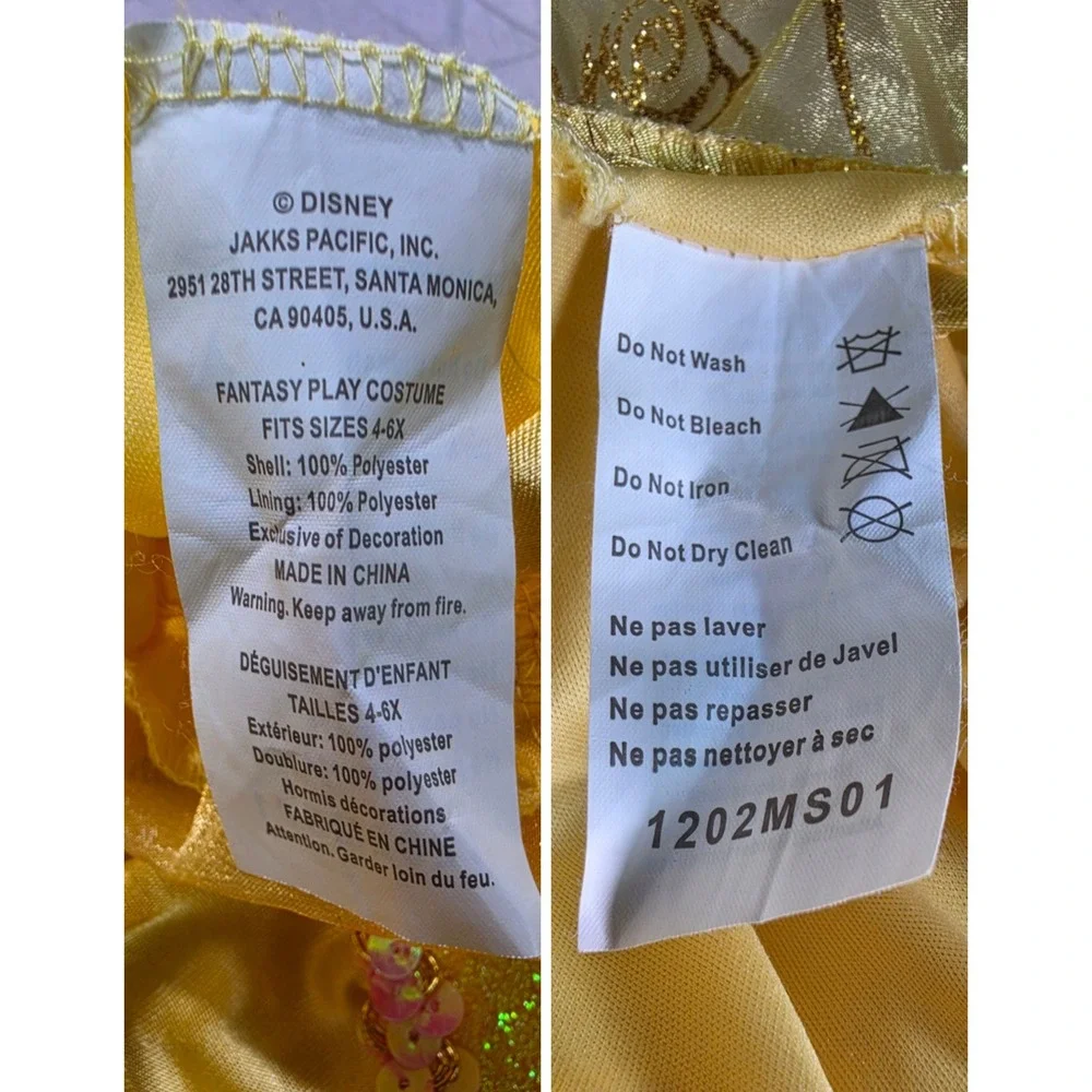 Disney Belle Beauty and the Beast Princess Costume Yellow Girls 4-6X JAKKS